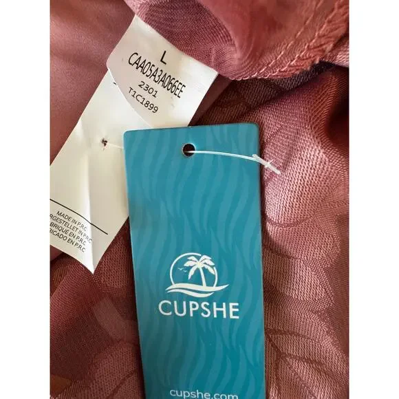 New CUPSHE Women's Rose Pink Aylin V-neck Flared Sleeve Mini Wrap Dress Size L - Picture 8 of 9